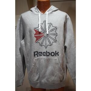 Reebok Classic Gray Pullover Hoodie Mens XL Fleece Lined Logo Sweatshirt